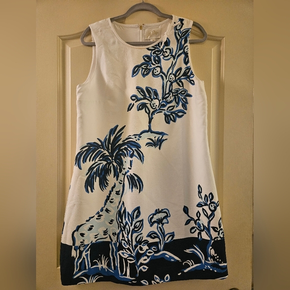 NWT Lilly Pulitzer Elegant White and Blue Patterned Dress
